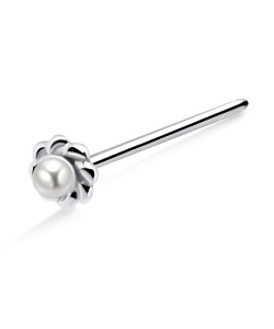 Pearly Flower Silver Straight Nose Stud NSKA-734p